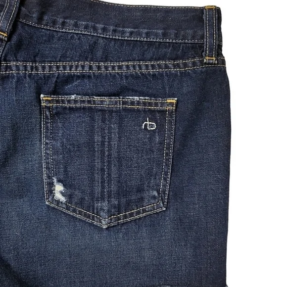 Rag & Bone Shorts Jean Cut Off Short in Doris Distressed Cotton Dark Wash sz 27 - Picture 5 of 11
